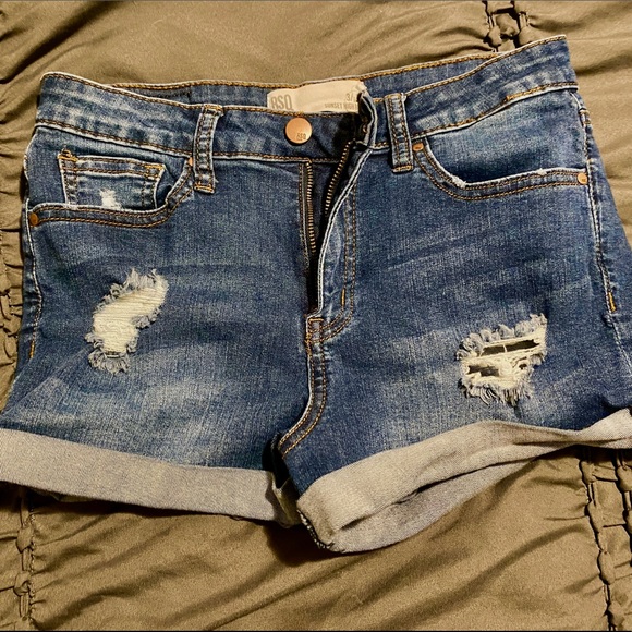 RSQ dark wash high waisted jean shorts - Picture 1 of 3